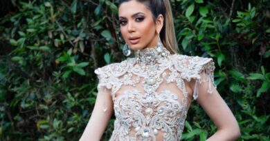 Lisbeth F.G. modeló en Cannes para Giannina Azar con vestido que combina glamour, arte y sofisticación